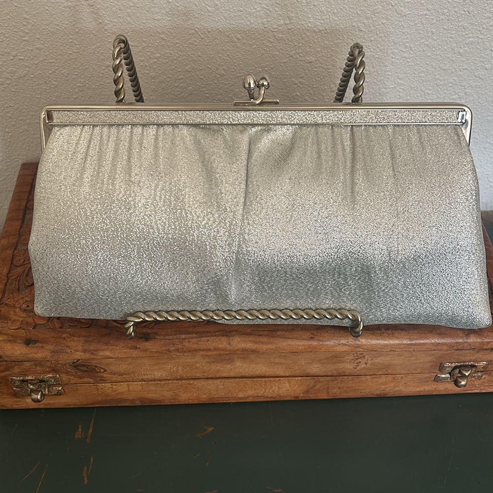 Vintage 60’s Ande’ Silver Sparkle Purse with Chain Strap - Picture 3 of 8